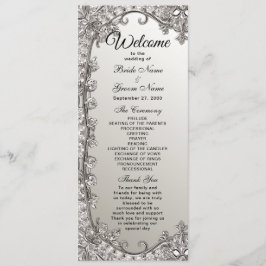 Zilveren moderne bruiloft programma programmakaart