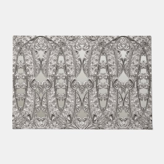 Zilveren  moderne deurmat (Voorkant)