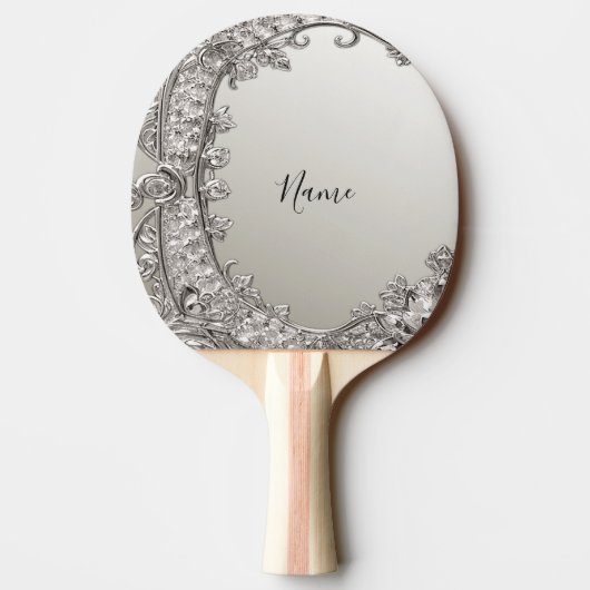 Zilveren  moderne Ping Pong Paddle Tafeltennisbatje (Achterkant)