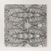 Zilveren moderne puzzel legpuzzel (Horizontaal)