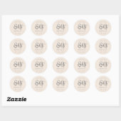 Zilveren moderne script 80ste verjaardagsfeest cha ronde sticker (Vel)