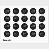 Zilveren moderne script 80ste verjaardagsfeestje z ronde sticker (Vel)