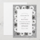 Zilveren Monochrome Botanische Bruiloft Kaart (Voorkant / Achterkant)