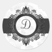 Zilveren monogram envelopzegel ronde sticker (Voorkant)