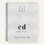 Zilveren monogram initiaal bedrijfslogo notitieboek (Voorkant)