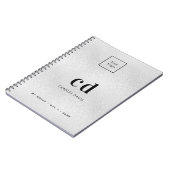 Zilveren monogram initiaal zakelijk logo notitieboek (Linkerzijde)