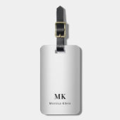 Zilveren monogram initialen elegant bagagelabel (Voorkant verticaal)