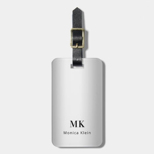 Zilveren monogram initialen elegant bagagelabel (Voorkant verticaal)