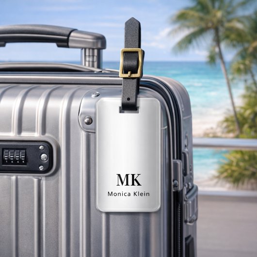 Zilveren monogram initialen elegant bagagelabel