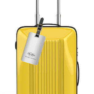 Zilveren monogram initialen elegant bagagelabel