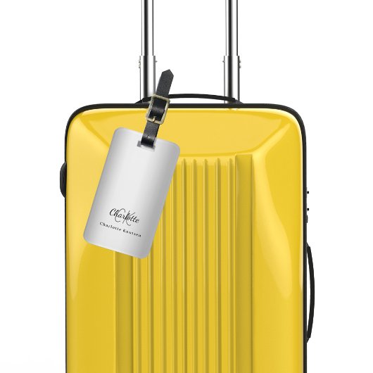 Zilveren monogram initialen elegant bagagelabel