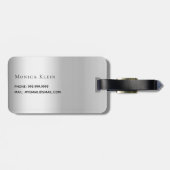 Zilveren monogram initialen elegant bagagelabel (Achterkant horizontaal)