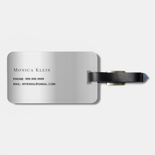 Zilveren monogram initialen elegant bagagelabel (Achterkant horizontaal)