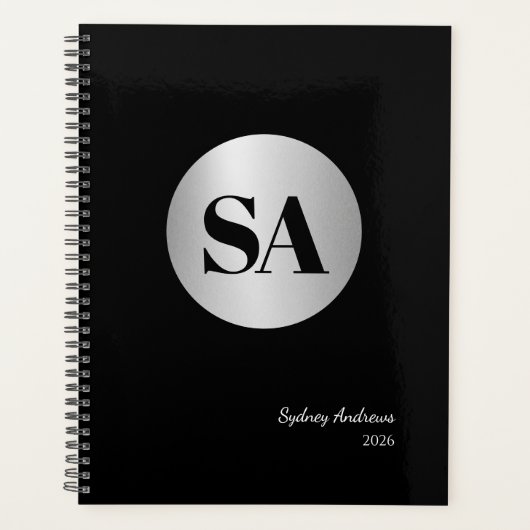 Zilveren Monogram Logo Agenda Planner (Voorkant)