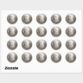 Zilveren Monogram M Enveloppezegel Ronde Sticker (Vel)