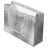 Zilveren monogram naam modern elegant groot cadeauzakje (Voorkant Gekanteld)