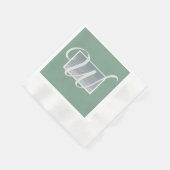 Zilveren Monogram Papieren Servetten in Saliegroen (Hoek)