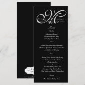 Zilveren Monogram Polka Dots Bruiloft Menu (Voorkant / Achterkant)