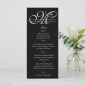Zilveren Monogram Polka Dots Bruiloft Menu (Staand voorkant)