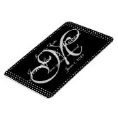 Zilveren Monogram Polka Dots Bruiloft Save the Dat Magneet (Linkerzijde)