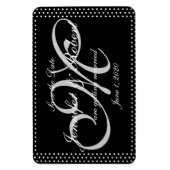 Zilveren Monogram Polka Dots Bruiloft Save the Dat Magneet (Verticaal)