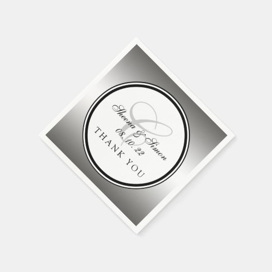 Zilveren Monogram Trouwpapier Servetten (Hoek)