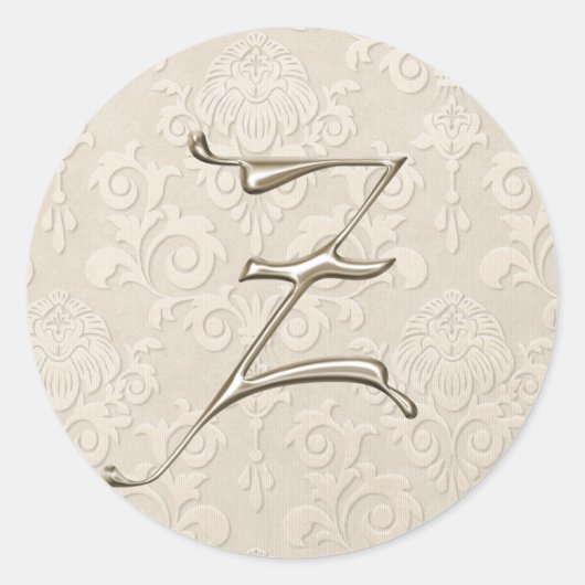 Zilveren Monogram Trouwstickers - letter Z Ronde Sticker (Voorkant)