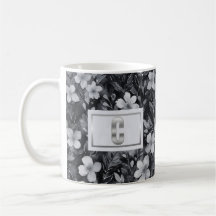 Zilveren monogramletter bloemenaquarel