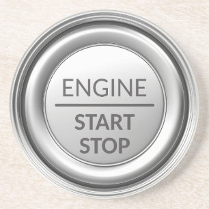 Zilveren motor start-stop knop zandsteen onderzetter