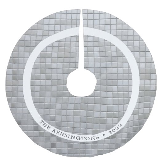 Zilveren Mozaïek Feestelijke Winter Familie Decor Kerstboom Rok (Voorkant)