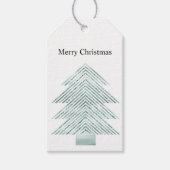 Zilveren Munt Kerstboom Glitter Stripes Cadeaulabel (Voorkant)