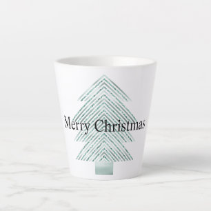 Zilveren Munt Kerstboom Glitter Stripes Latte Mok