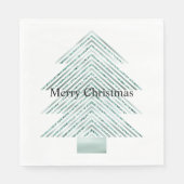 Zilveren Munt Kerstboom Glitter Stripes Servet (Voorkant)