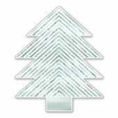 Zilveren Munt Kerstboom Glitter Stripes Sticker (Voorkant)
