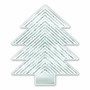 Zilveren Munt Kerstboom Glitter Stripes Sticker