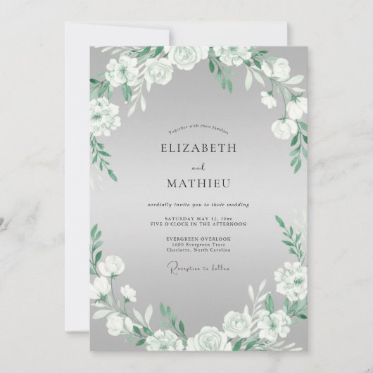 Zilveren Muntbladige Eucalyptus Bruiloft Kaart (Voorkant)