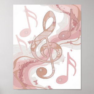 Zilveren MUSIC IN THE AIR Citaat Design met een Ra Poster