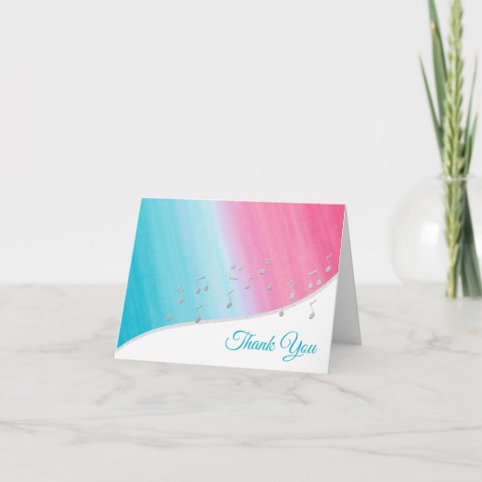 Zilveren Muzieknoten Dank u Bedankkaart (Voorkant)