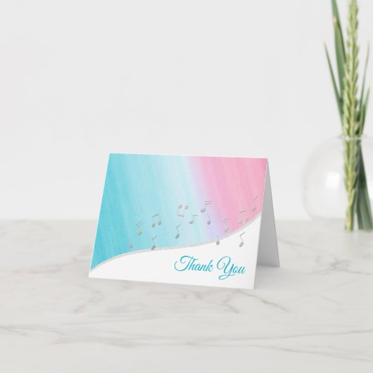 Zilveren Muzieknoten Dank u Bedankkaart (Voorkant)