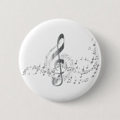 Zilveren muzieknoten ronde button 5,7 cm (Voorkant)