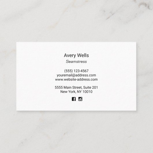 Zilveren Naaimachine Tailor of Seamstress Contactkaartje (Achterkant)