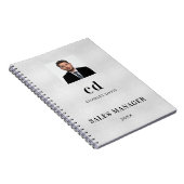 Zilveren naam initials foto bedrijf  notitieboek (Rechterzijde)