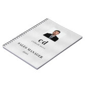 Zilveren naam initials foto bedrijf  notitieboek (Linkerzijde)