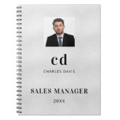 Zilveren naam initiële foto bedrijf  notitieboek (Voorkant)