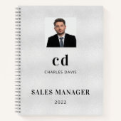 Zilveren naam initiële foto bedrijf notitieboek (Voorkant)