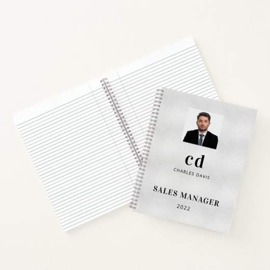 Zilveren naam initiële foto bedrijf notitieboek (Binnen)