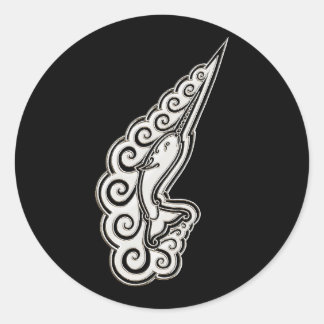 Zilveren Narwhal Waves Keltische stijl kunst Ronde Sticker