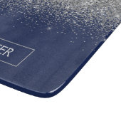 Zilveren Navy Blauwe Glitter Meisjesachtige Monogr Snijplank (Hoek)