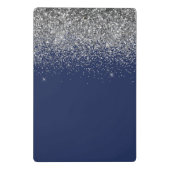 Zilveren Navy Blauwe Glitter Meisjesnaam Monogram Mini Klembord (Achterkant)