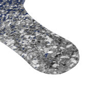 Zilveren Navy Blauwe Glitter Meisjesnaam Monogram Snijplank (Hoek)